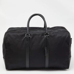 Prada Black Nylon and Leather Duffle Bag