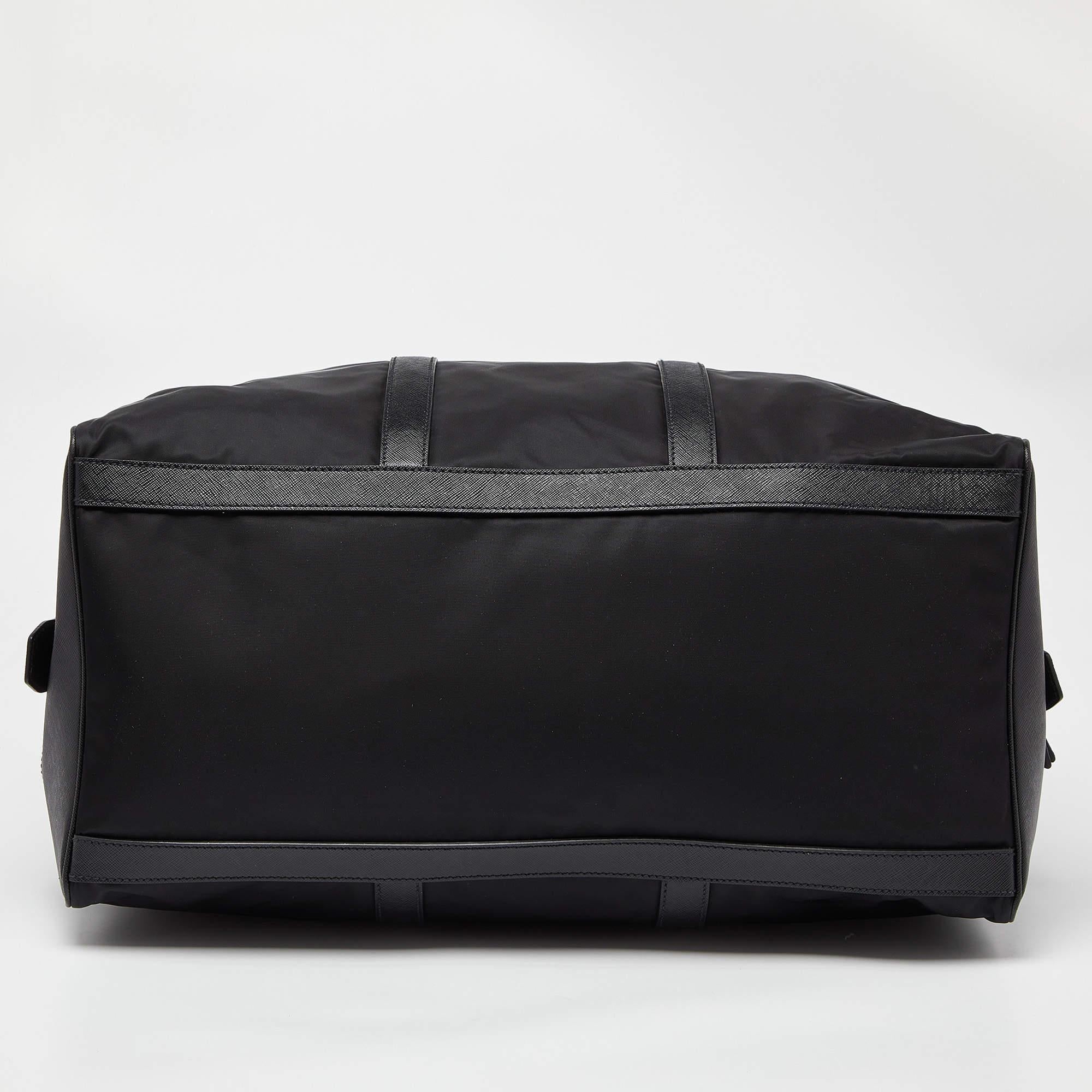 Prada Black Nylon and Leather Duffle Bag For Sale 1