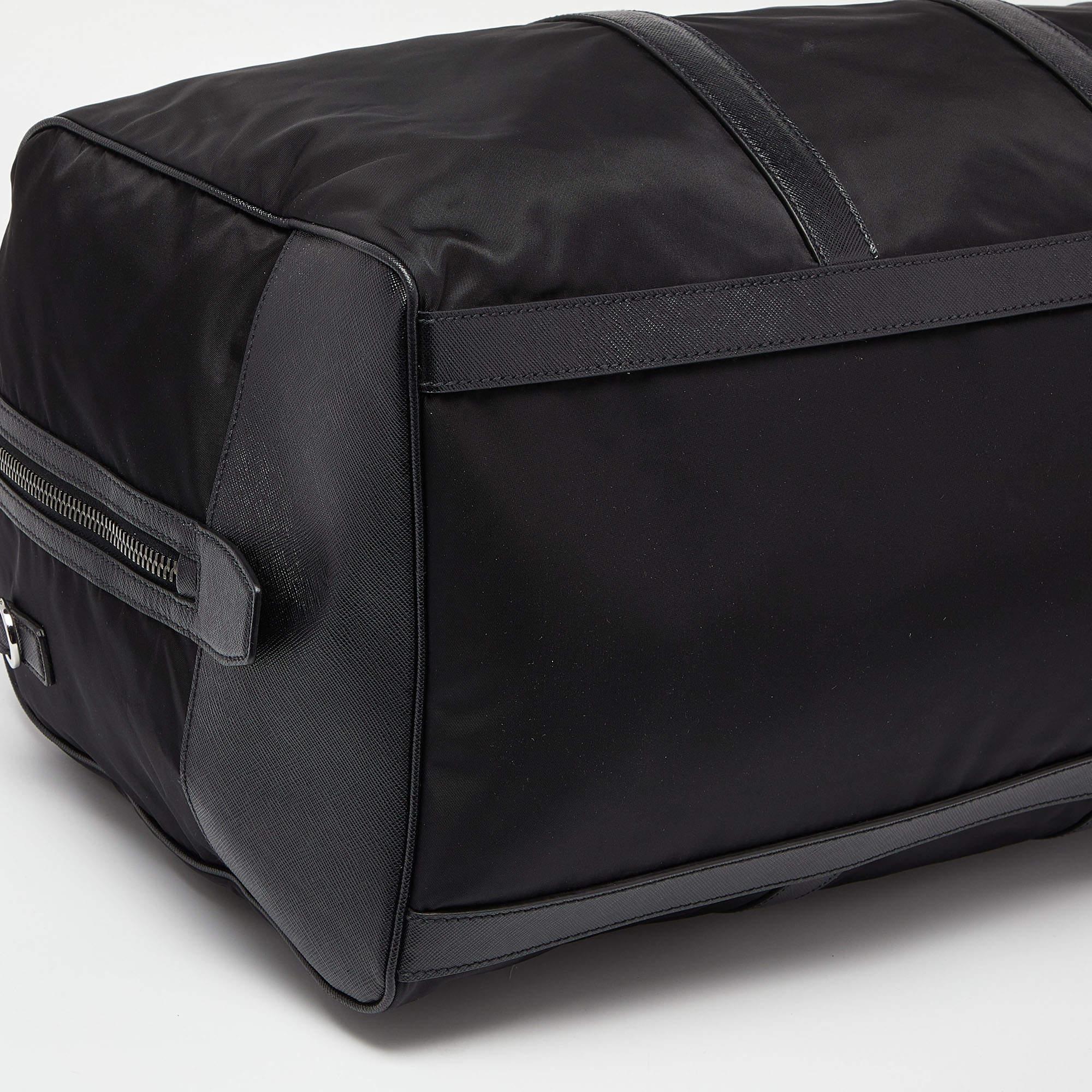 Prada Black Nylon and Leather Duffle Bag For Sale 5