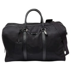 Used Prada Black Nylon and Leather Duffle Bag