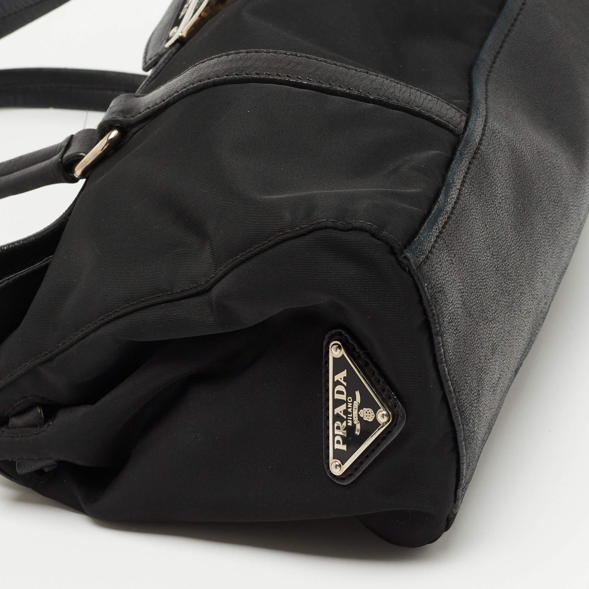 Prada Black Nylon and Leather Easy Shoulder Bag 4