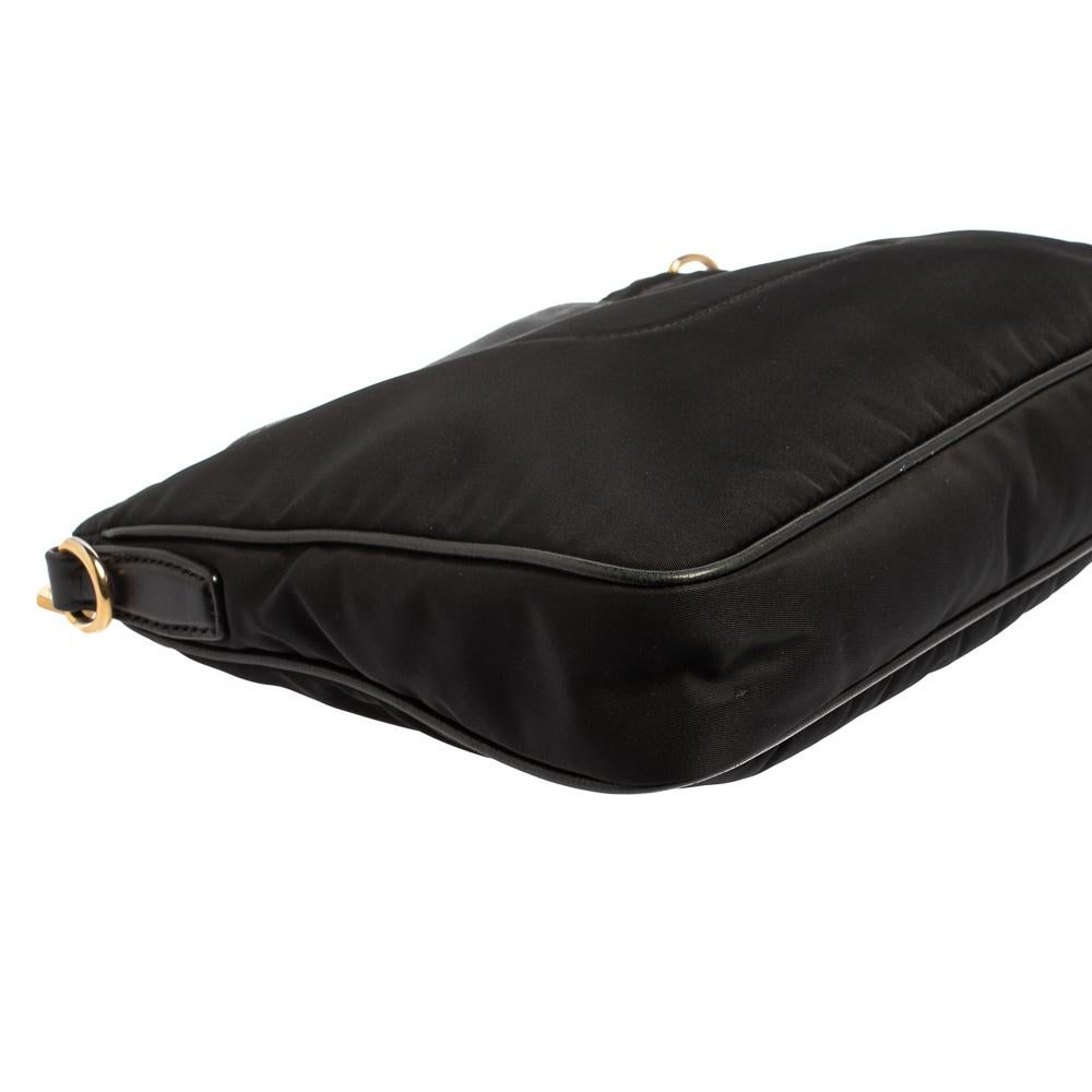Prada Black Nylon and Leather Flap Crossbody Bag 3