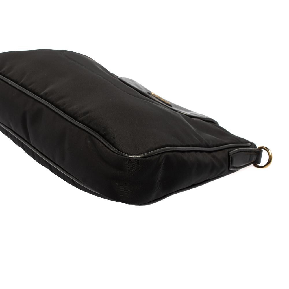 Prada Black Nylon and Leather Flap Crossbody Bag 4