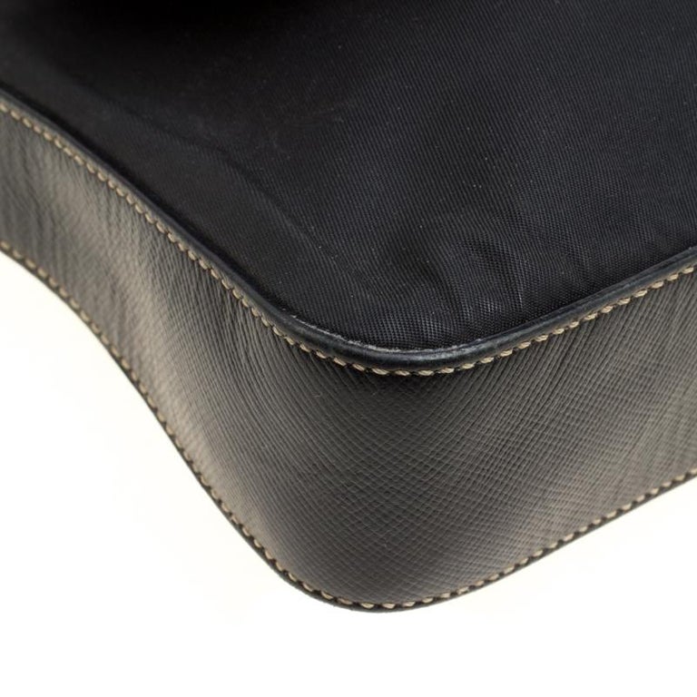 Prada Black Nylon and Leather Flap Shoulder Bag For Sale at 1stDibs