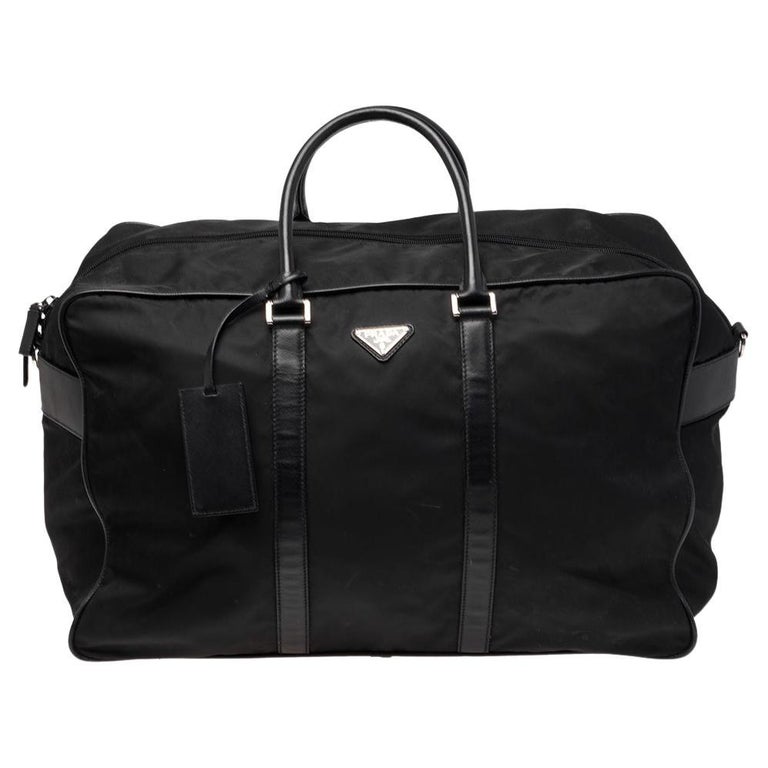 Prada Black Nylon and Leather Logo Duffel Bag at 1stDibs
