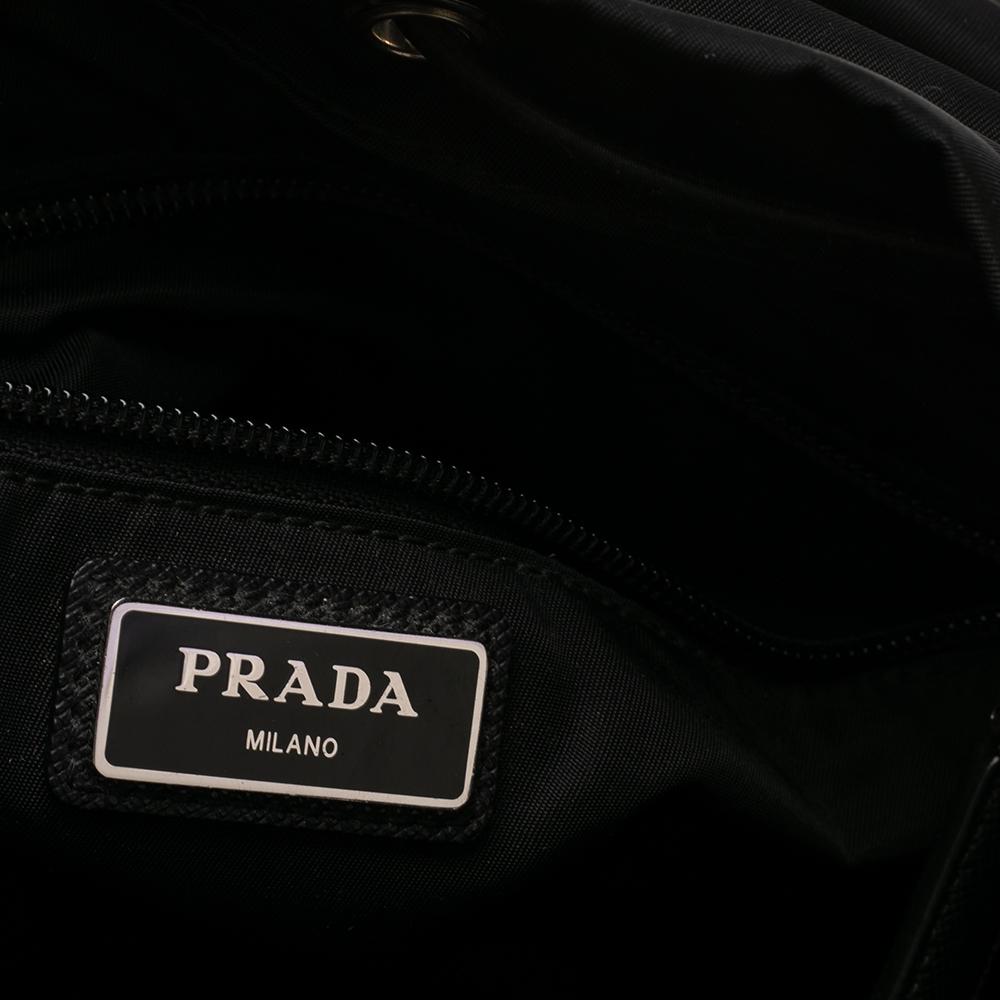 Prada Black Nylon and Leather Logo Patches Backpack 1