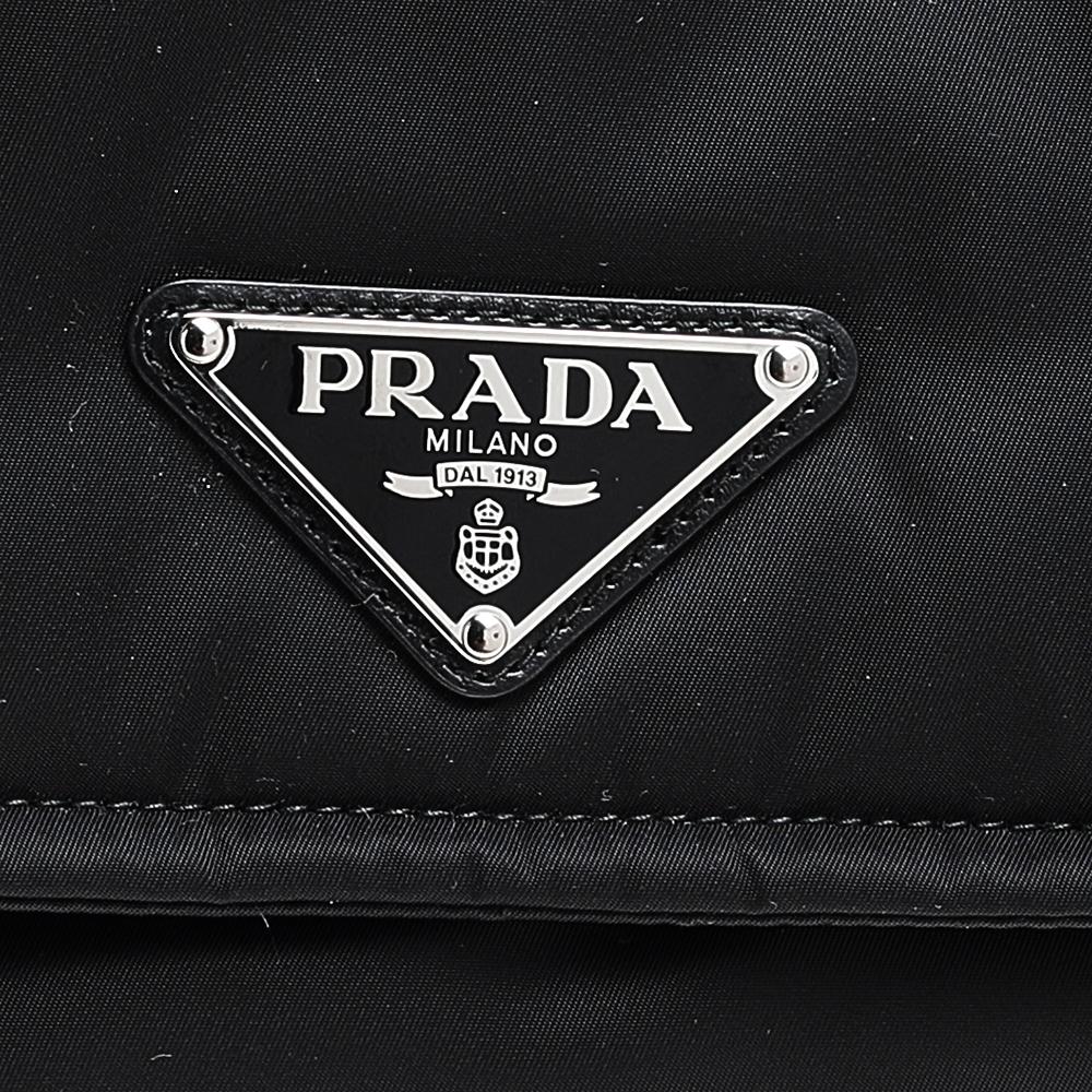 Prada Black Nylon And Leather Medium Padded Shoulder Bag 1