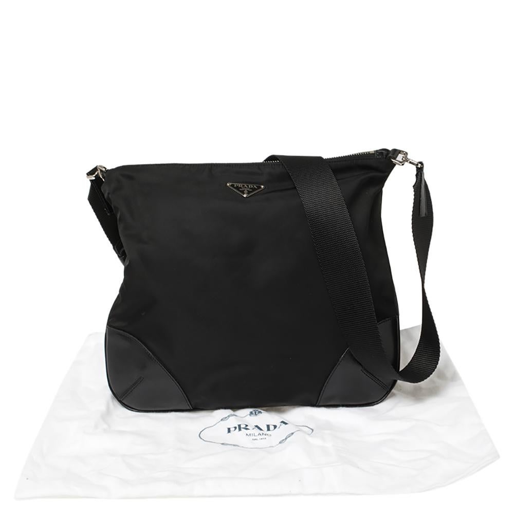 Prada Black Nylon and Leather Messenger Bag 8