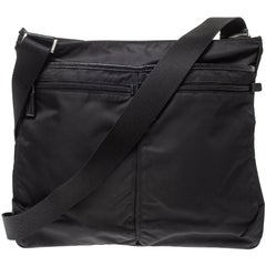 Prada Black Nylon and Leather Messenger Bag