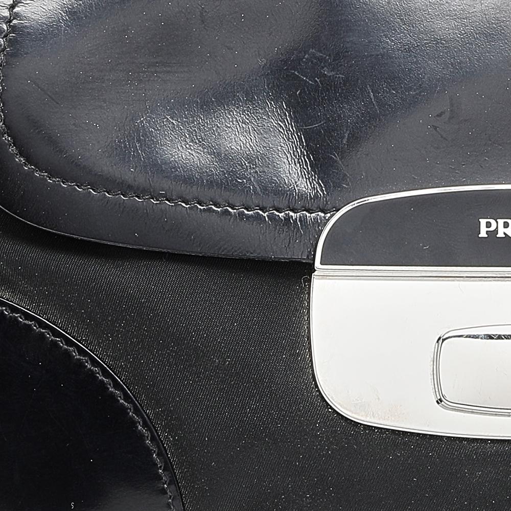 Prada Black Nylon and Leather Pushlock Shoulder Bag 6