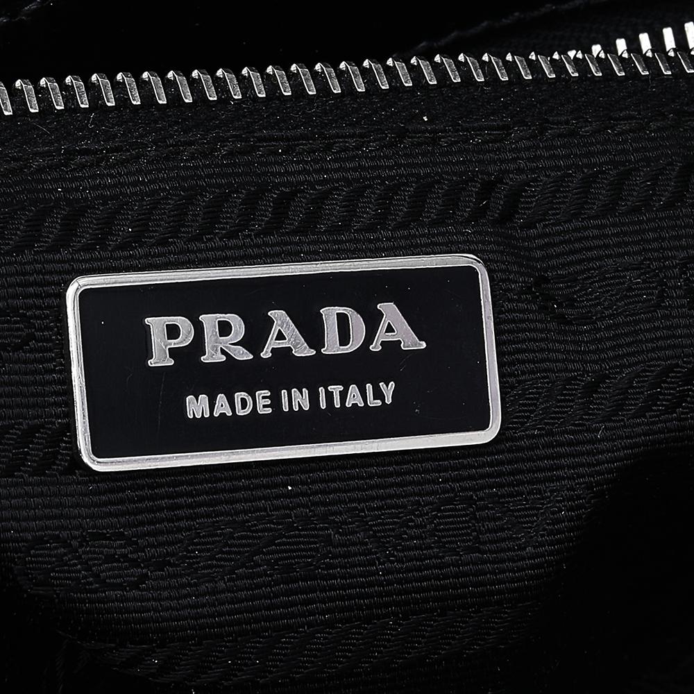 Prada Black Nylon and Leather Pushlock Shoulder Bag 2