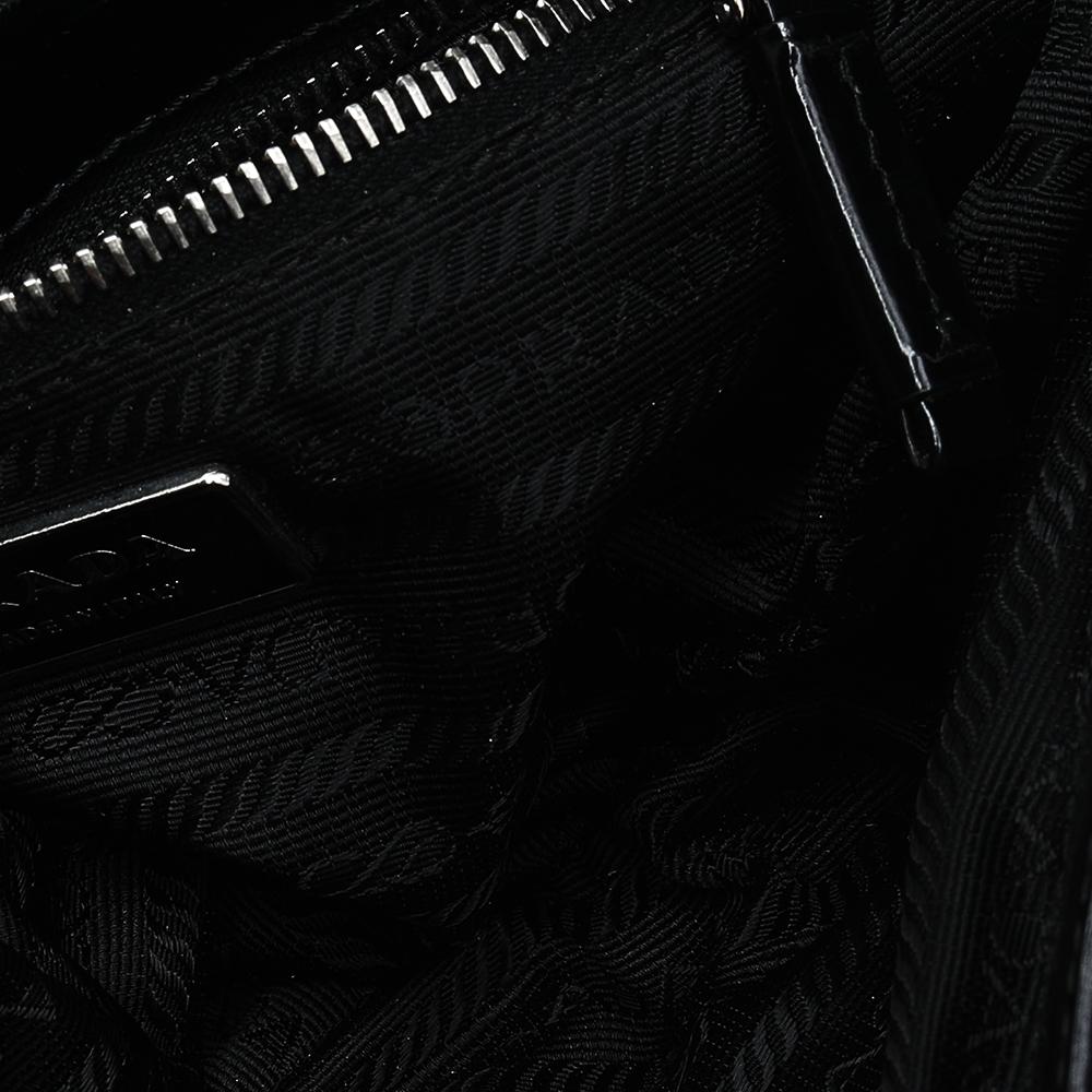 Prada Black Nylon and Leather Pushlock Shoulder Bag 3
