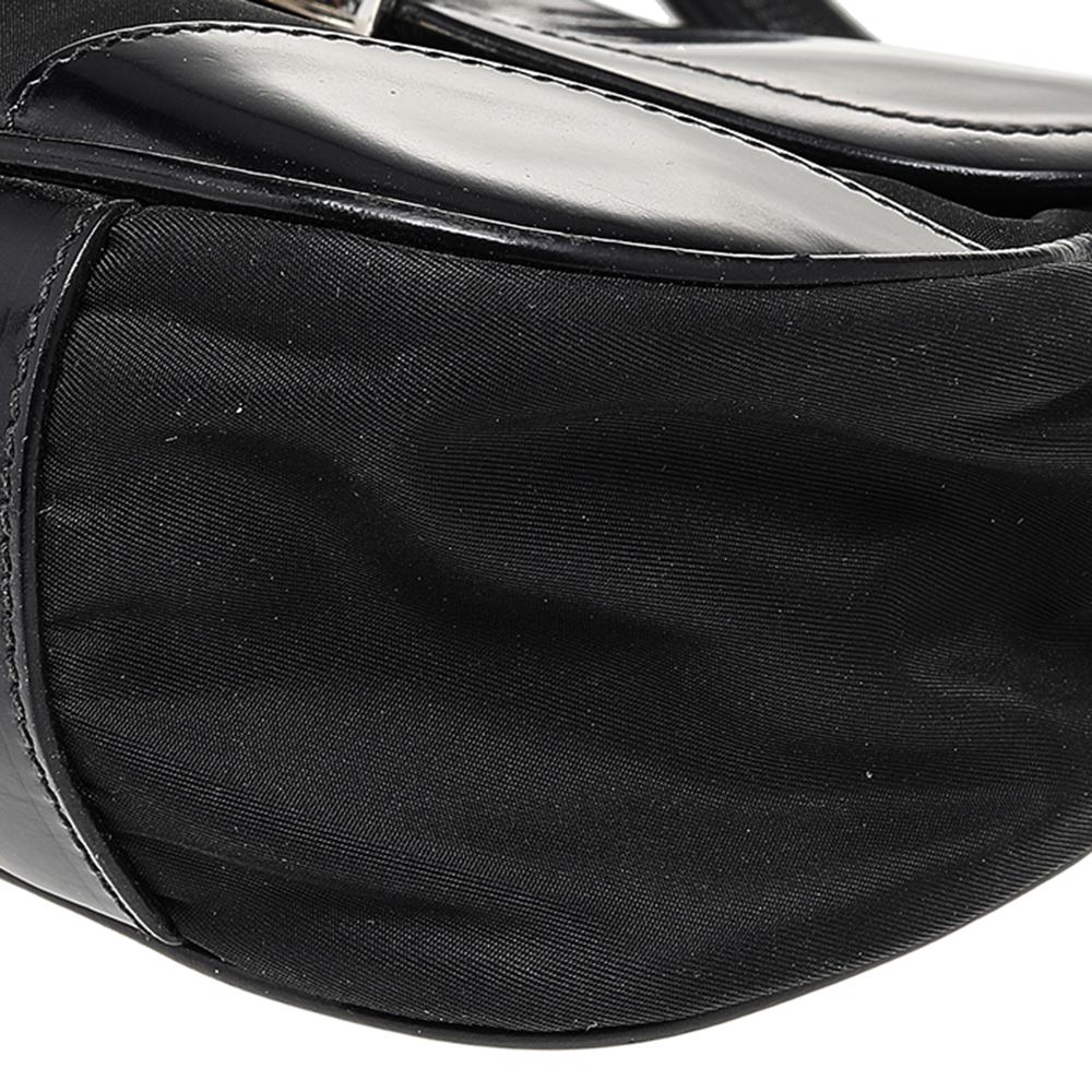 Prada Black Nylon and Leather Pushlock Shoulder Bag 4