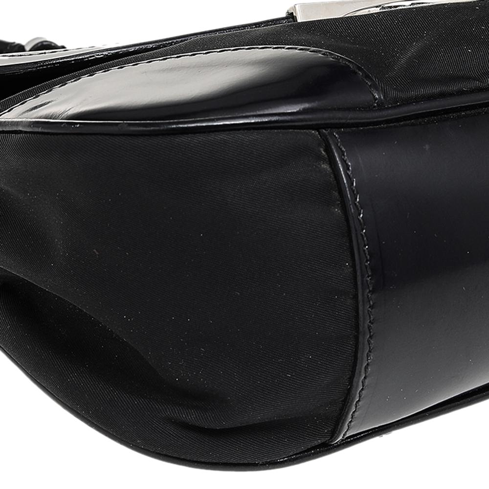 Prada Black Nylon and Leather Pushlock Shoulder Bag 5