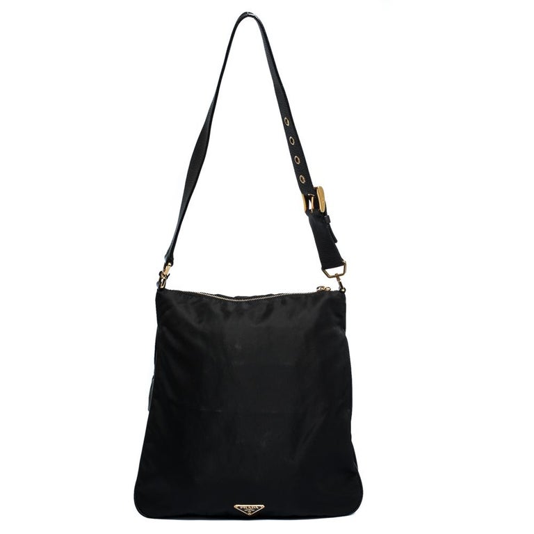 Prada Black Nylon and Leather Shoulder Bag at 1stDibs