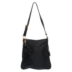 Prada Black Nylon and Leather Shoulder Bag