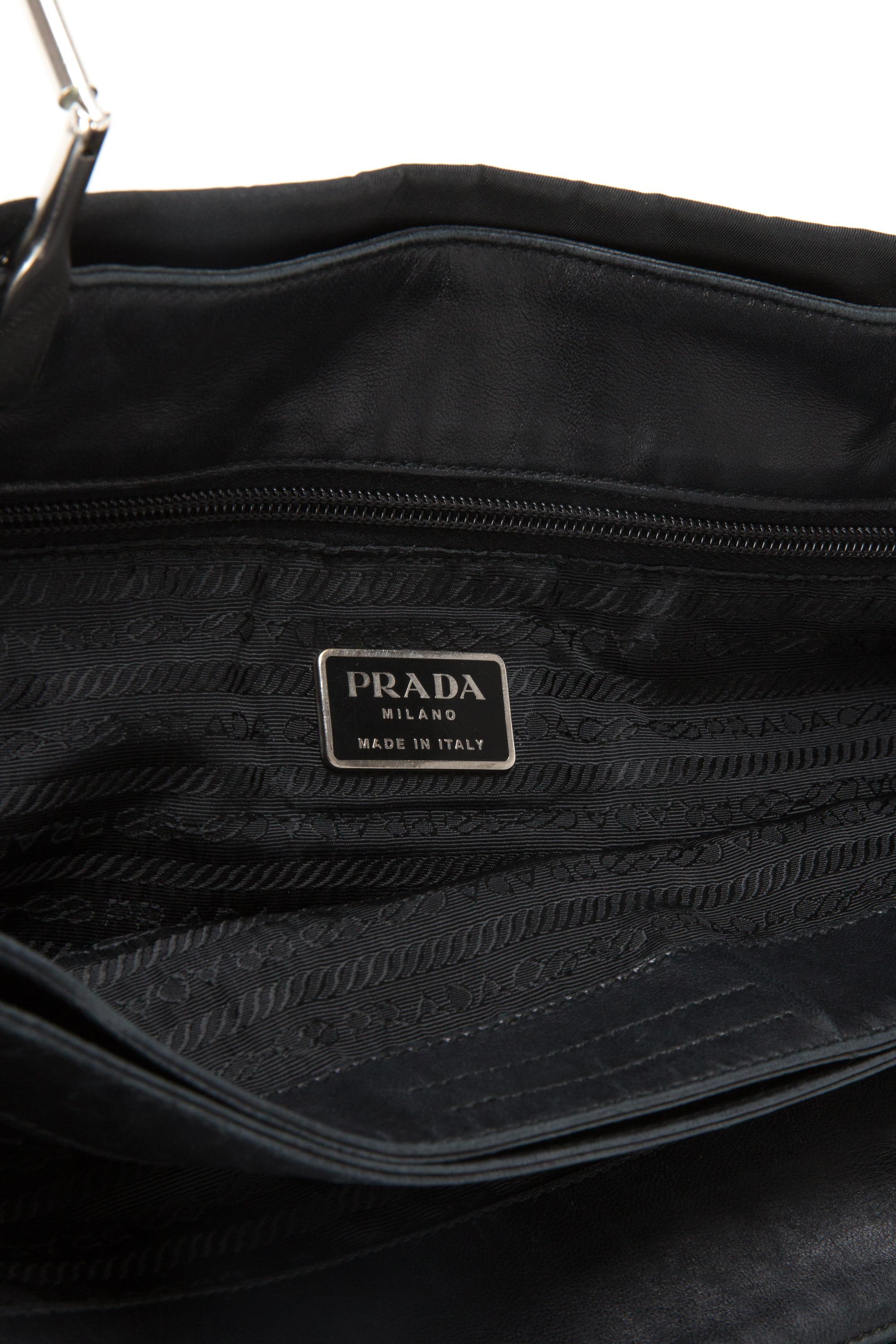 Prada Black Nylon and Leather Tessuto Tote Bag For Sale 1