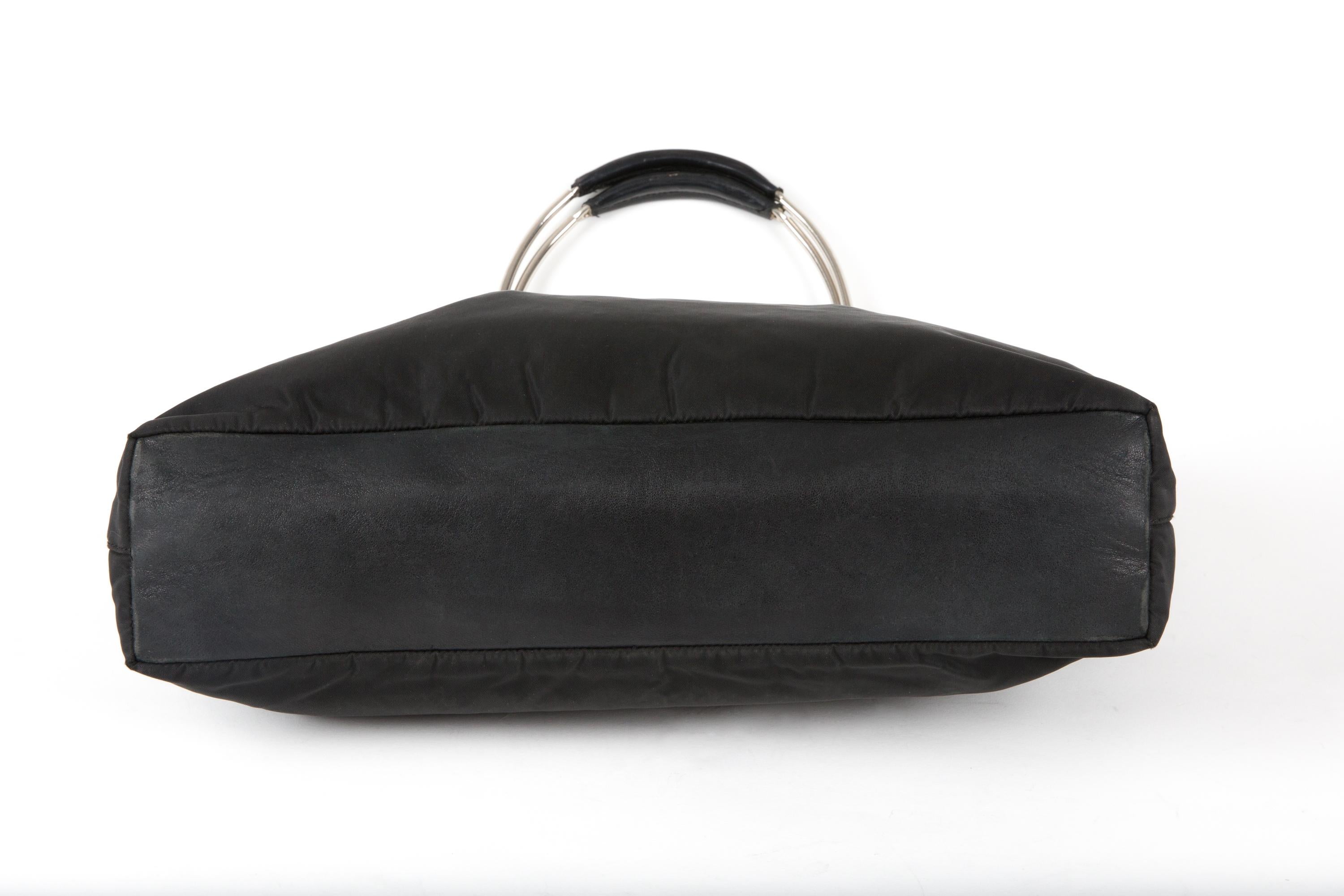 Prada Black Nylon and Leather Tessuto Tote Bag For Sale 3