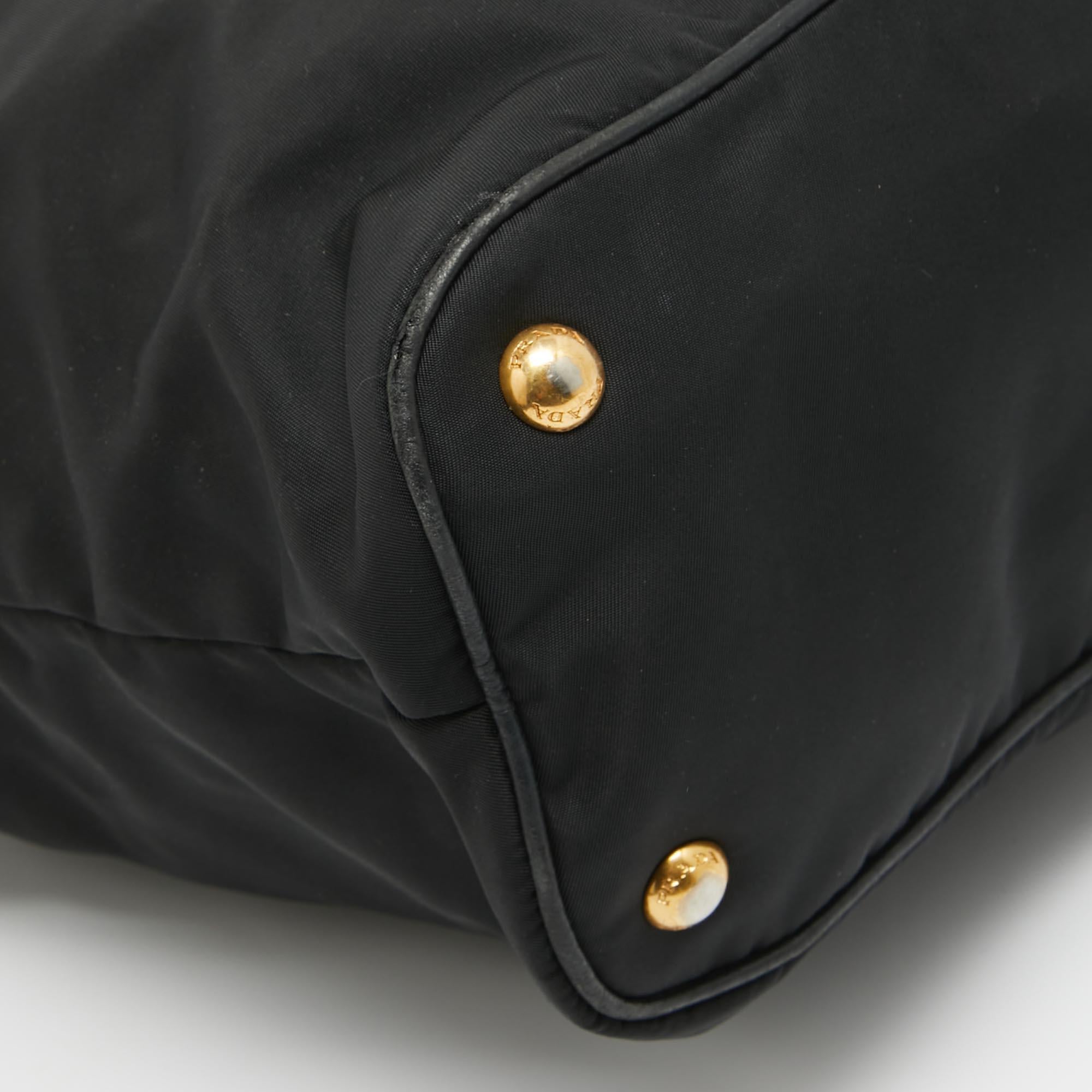Women's Prada Black Nylon and Leather Tote