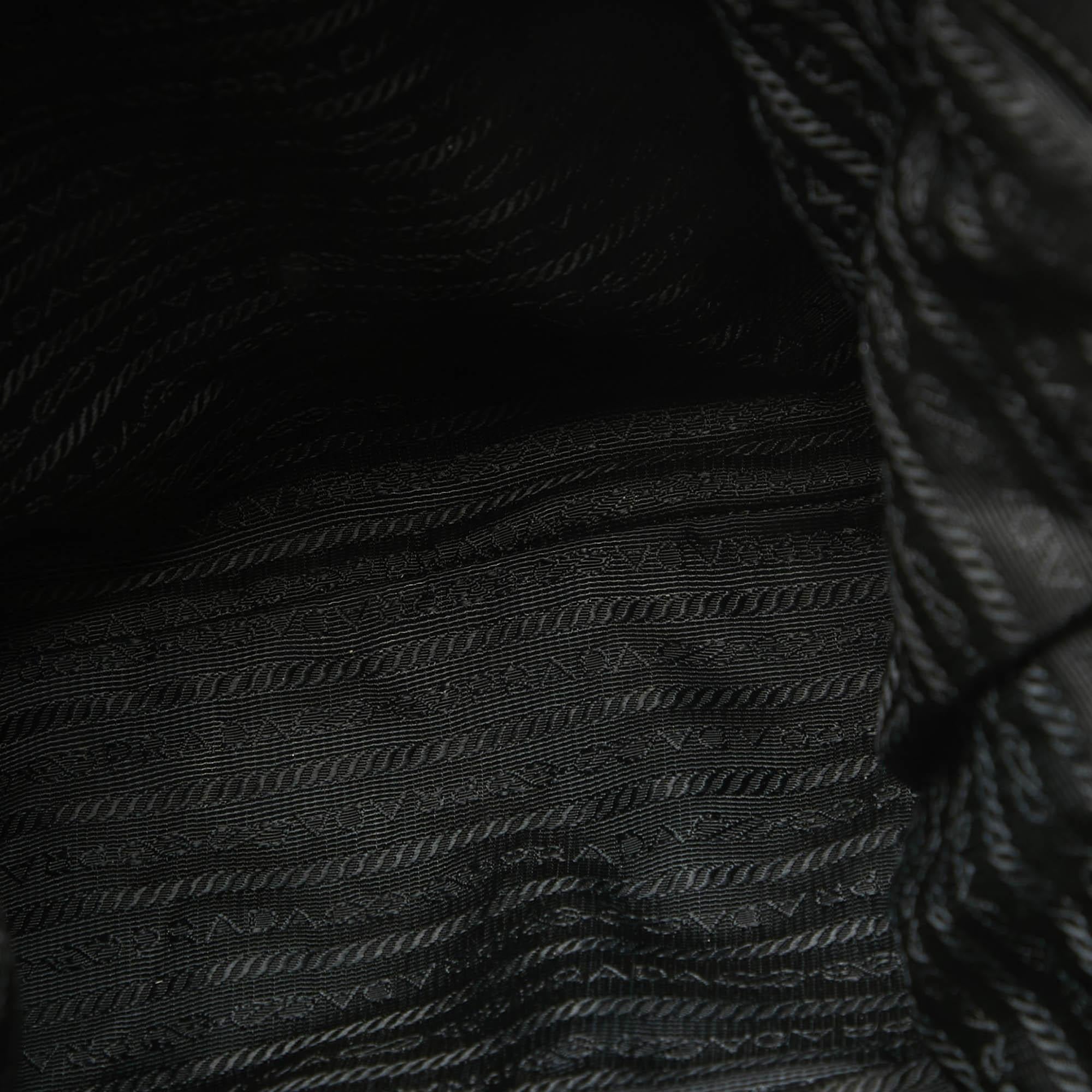 Prada Black Nylon and Leather Tote 2