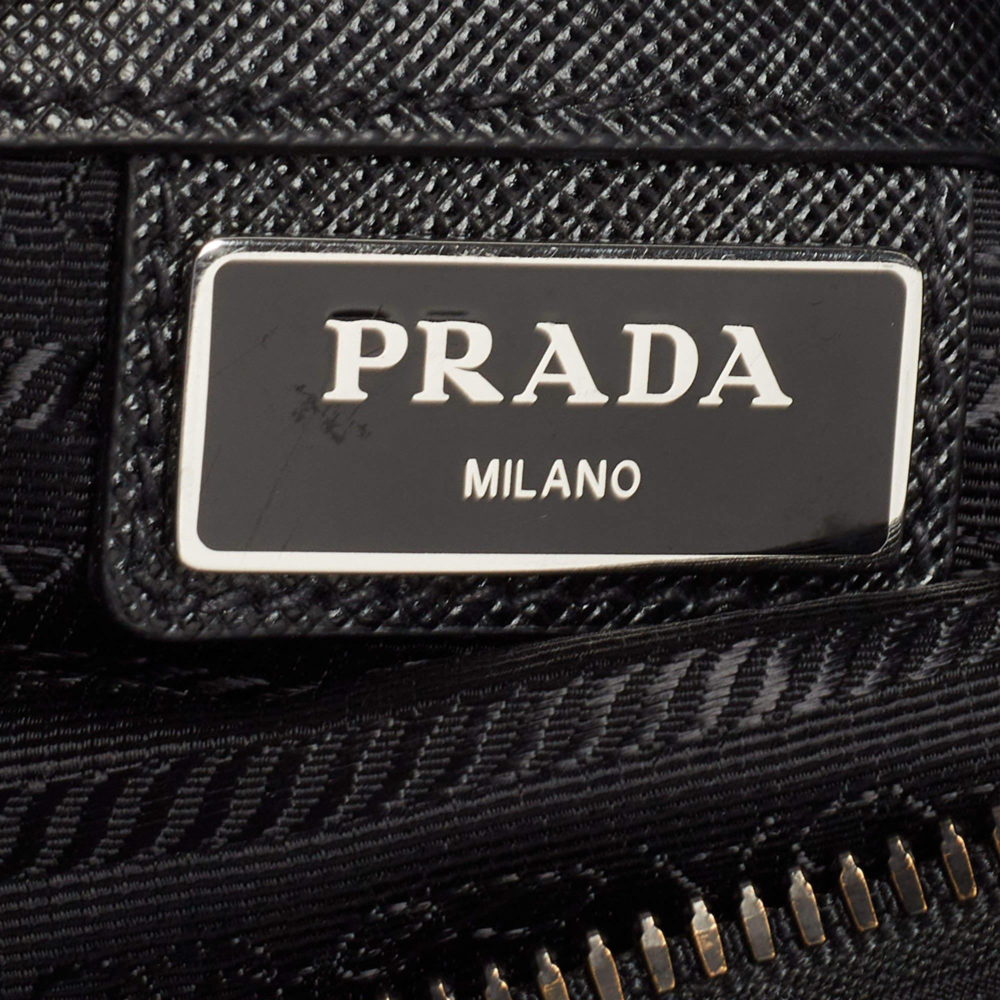 Prada Black Nylon and Leather Triangular Logo Messenger Bag 6