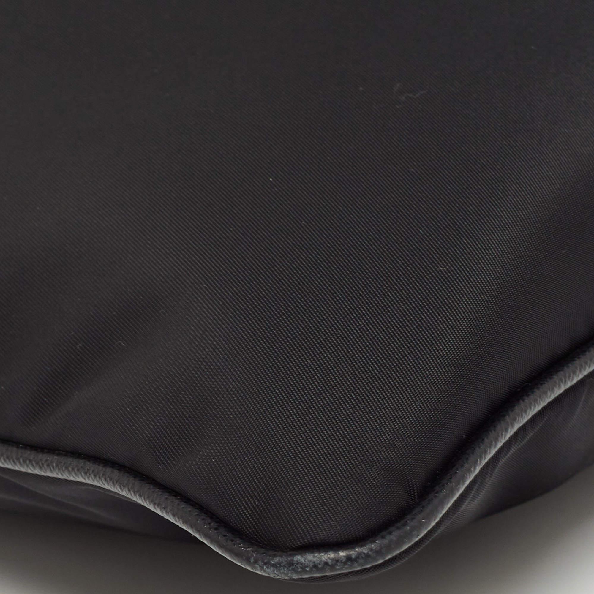 Prada Black Nylon and Leather Triangular Logo Messenger Bag 3