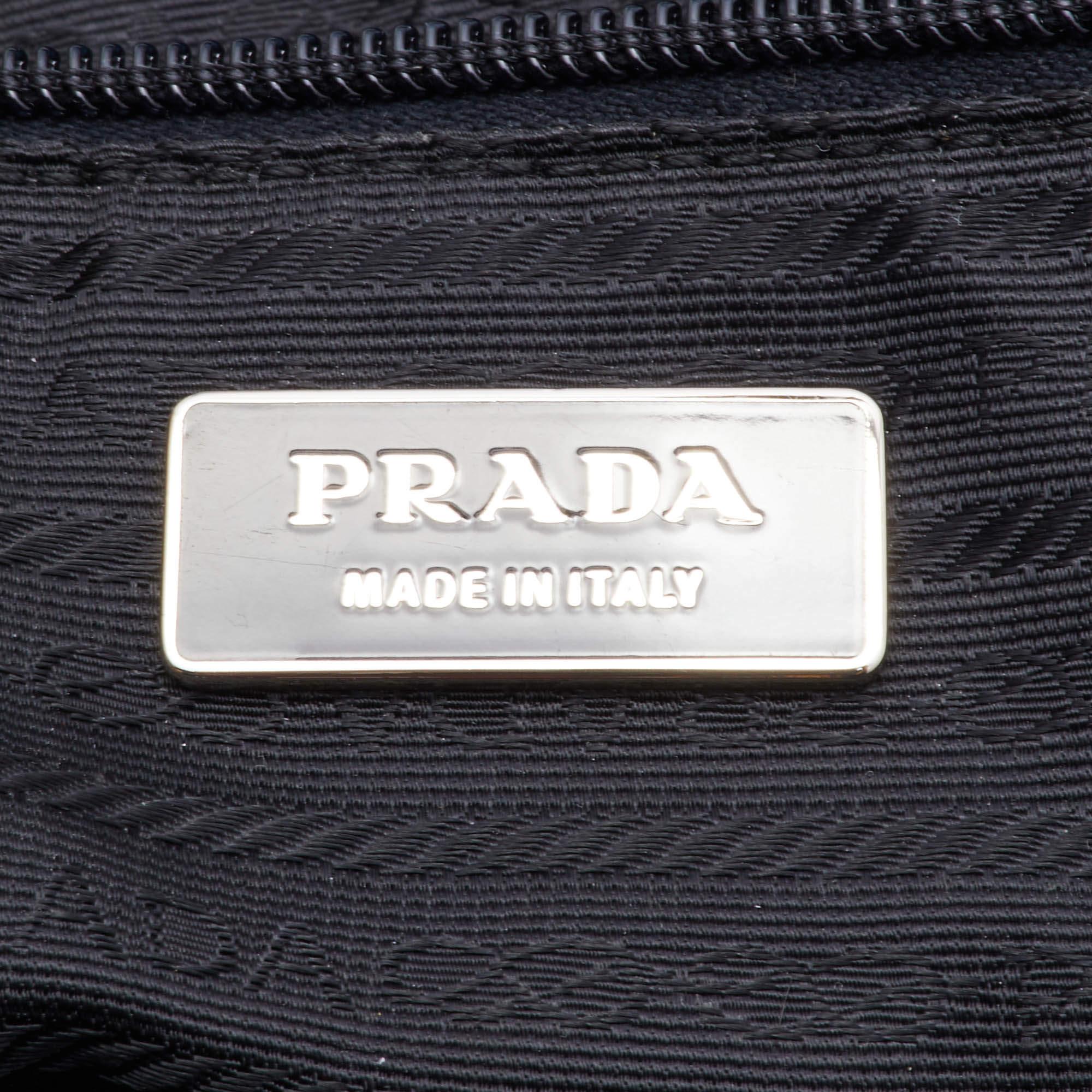 Prada Black Nylon and Leather Zip Satchel 7