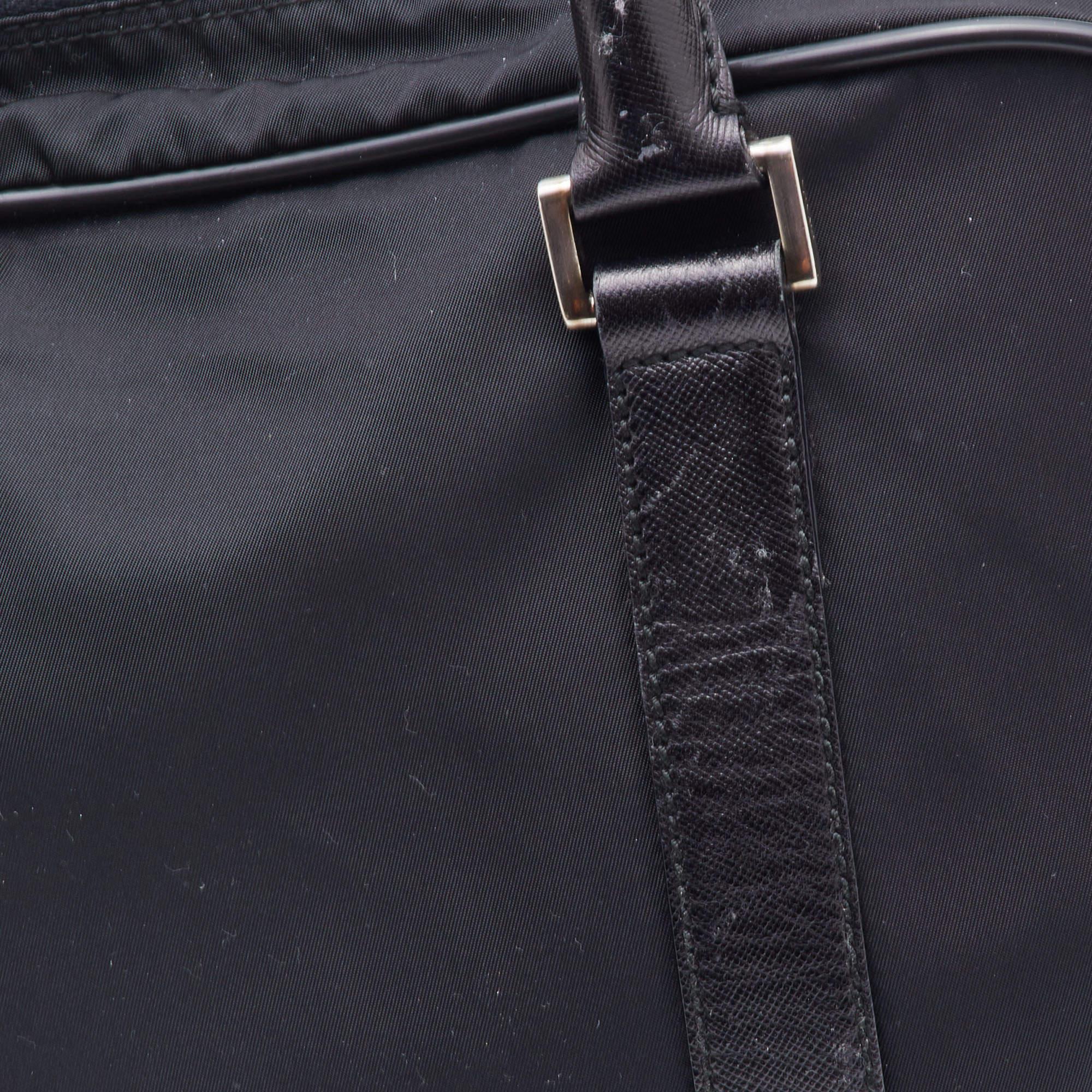 Prada Black Nylon and Leather Zip Satchel 2