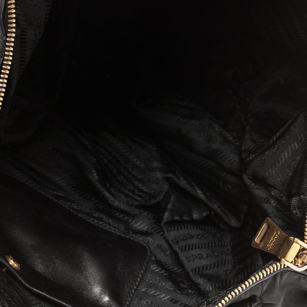 Prada Black Nylon and Leather Zip Shoulder Bag 6