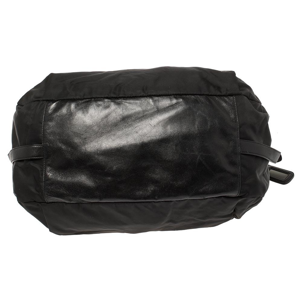 Prada Black Nylon and Leather Zip Shoulder Bag 1