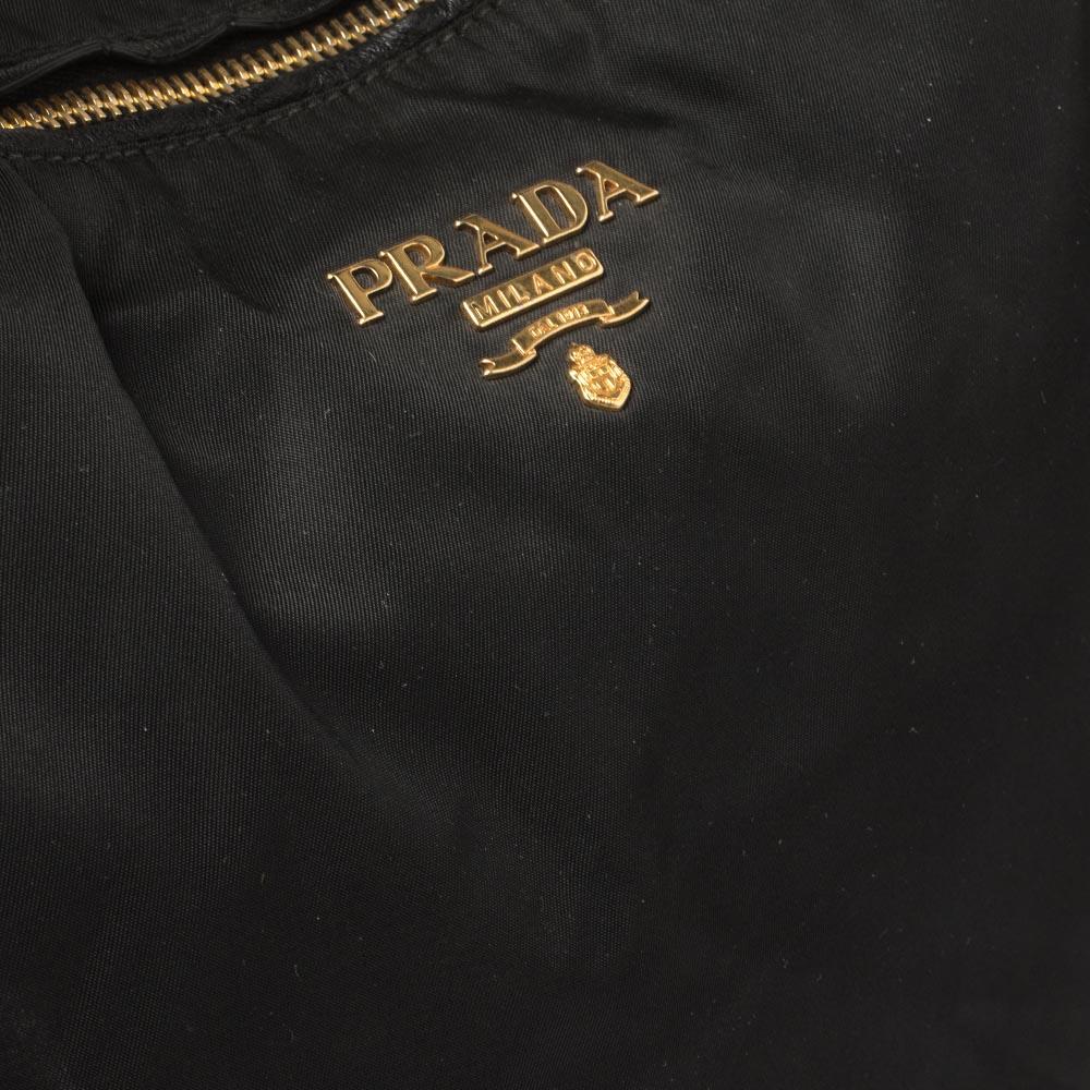 Prada Black Nylon and Leather Zip Shoulder Bag 2