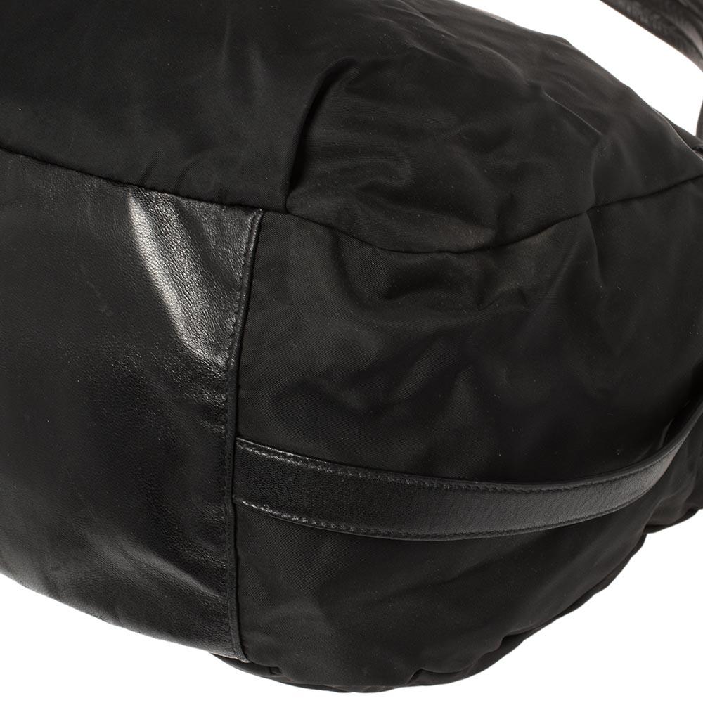 Prada Black Nylon and Leather Zip Shoulder Bag 3