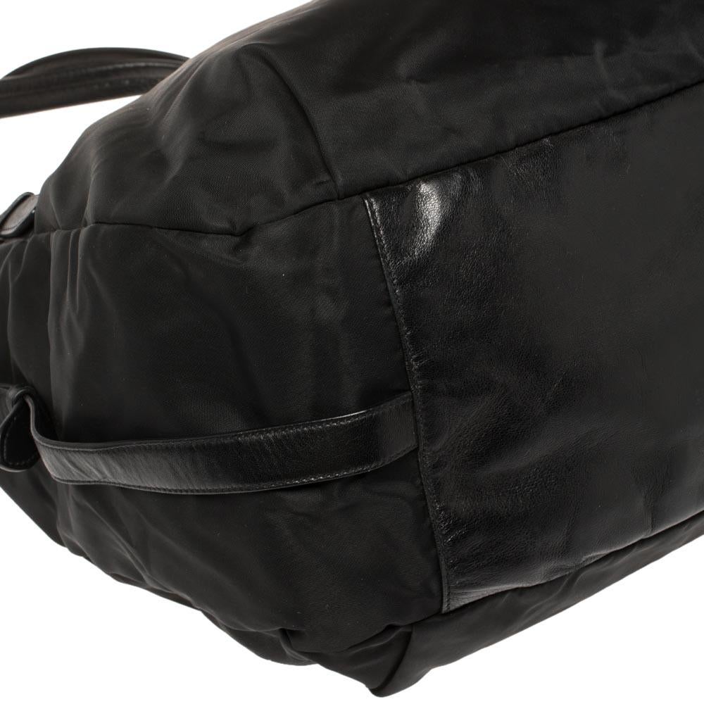 Prada Black Nylon and Leather Zip Shoulder Bag 4
