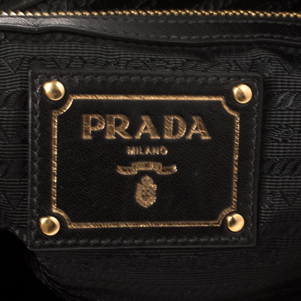 Prada Black Nylon and Leather Zip Shoulder Bag 5