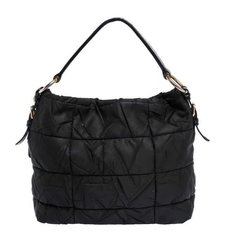 Prada Black Nylon and Patent Leather Hobo For Sale at 1stDibs