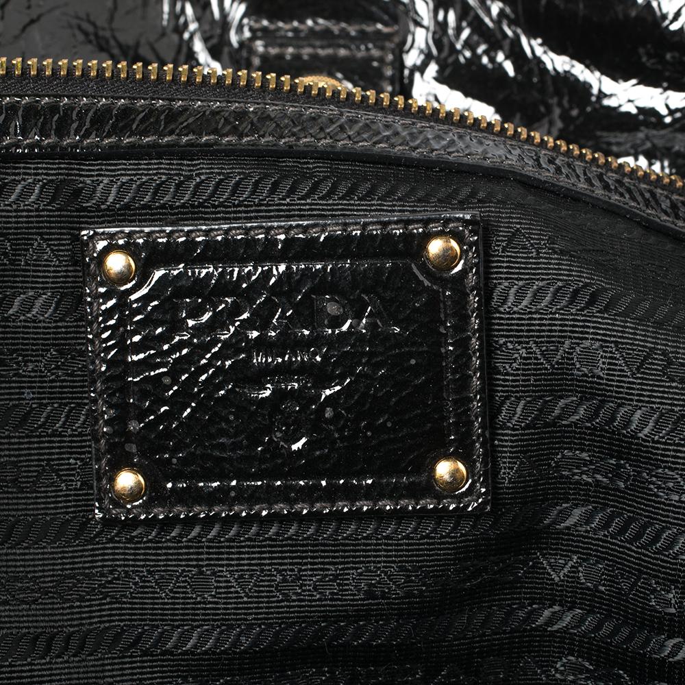 Prada Black Nylon and Patent Leather Pietre Embellished Tote 5