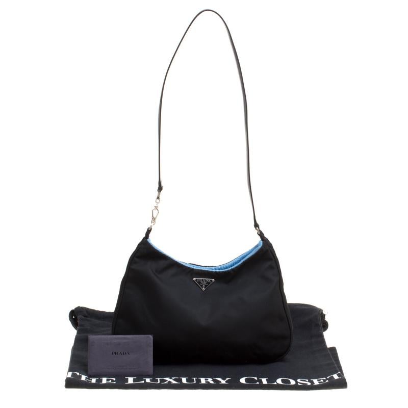 Prada Black Nylon and Patent Leather Shoulder Bag 2