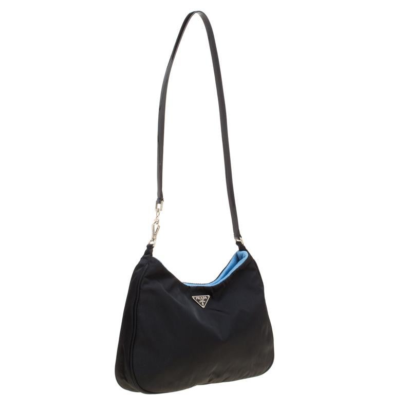 Prada Black Nylon and Patent Leather Shoulder Bag 4