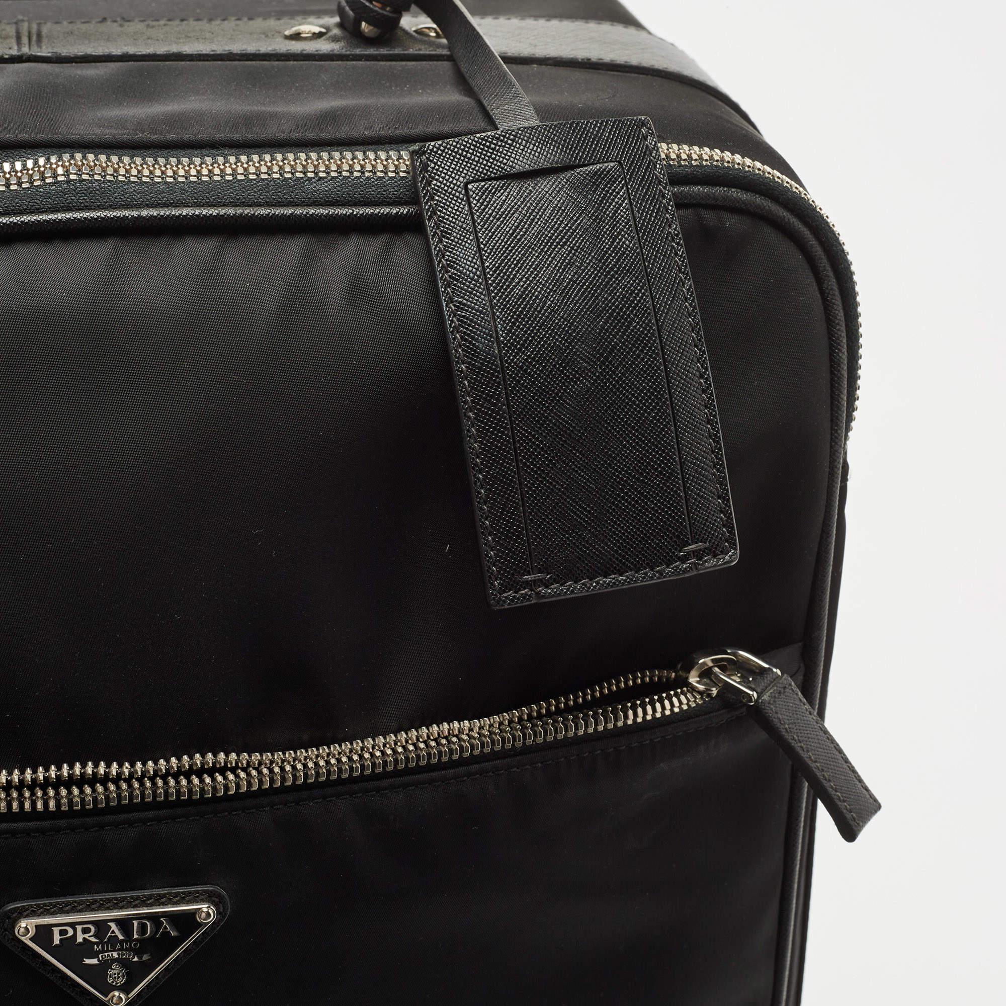 Prada Black Nylon and Saffiano Leather Luggage 50 9