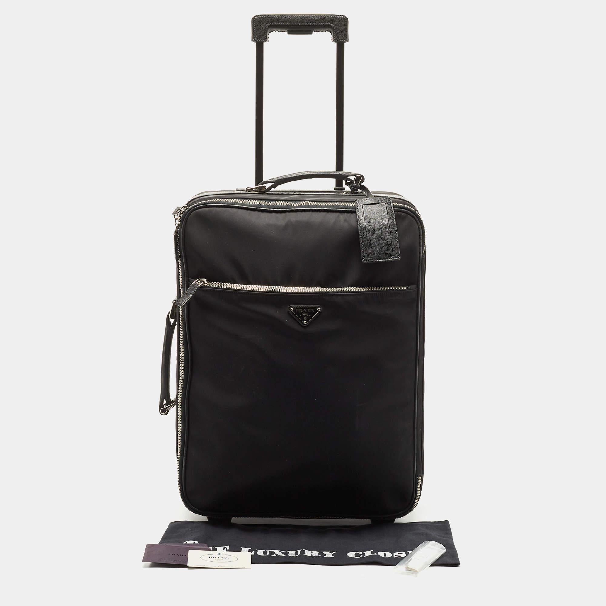 Prada Black Nylon and Saffiano Leather Luggage 50 10