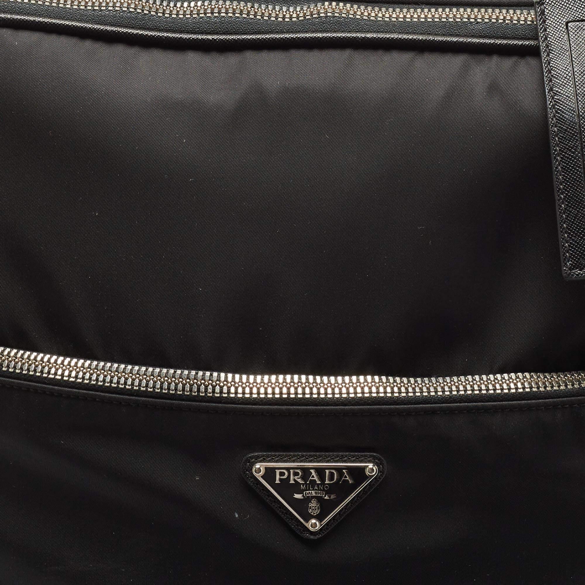 Prada Black Nylon and Saffiano Leather Luggage 50 11
