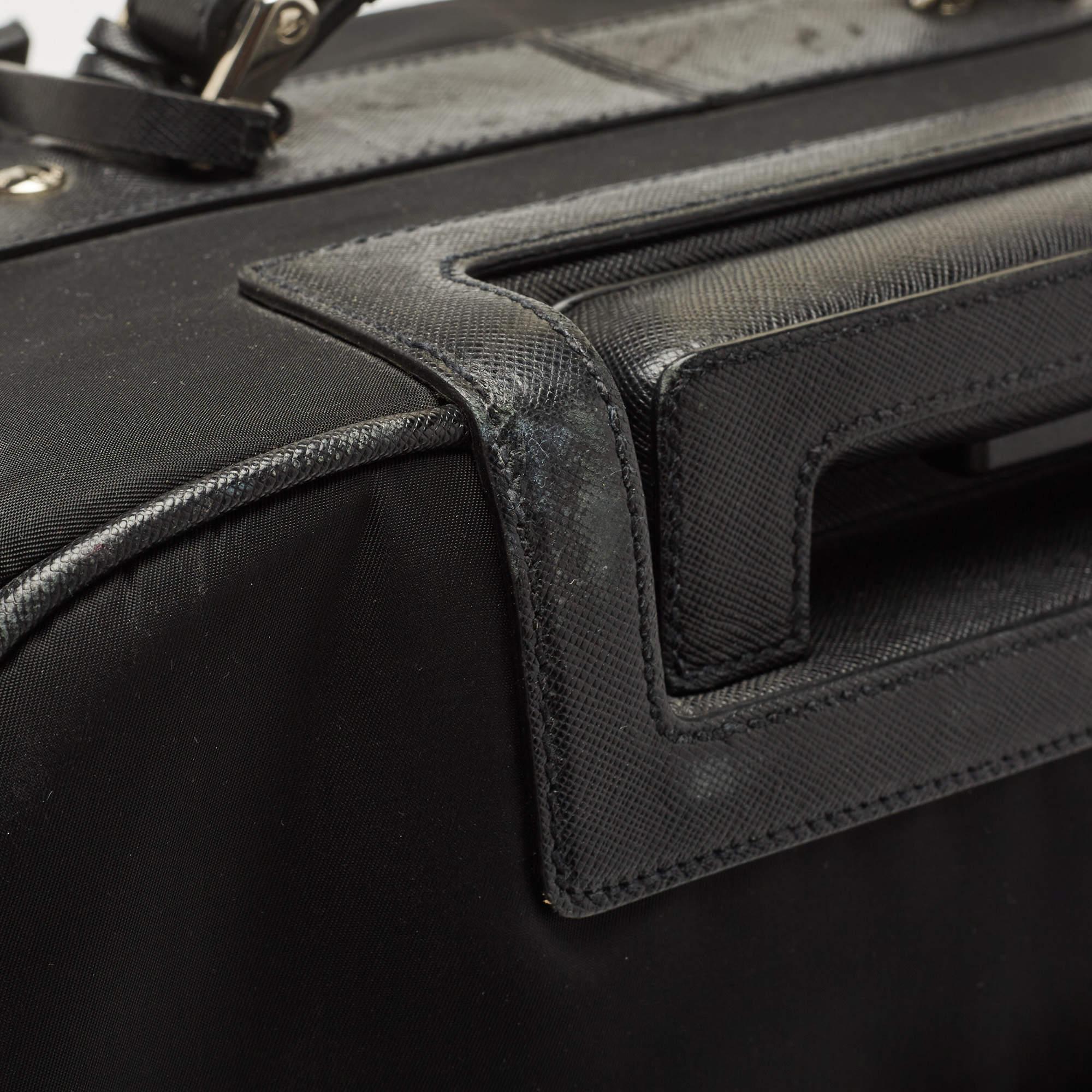 Prada Black Nylon and Saffiano Leather Luggage 50 12