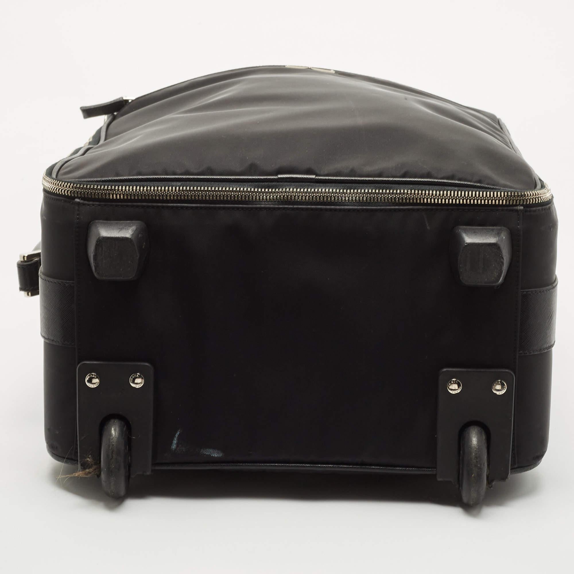 Men's Prada Black Nylon and Saffiano Leather Luggage 50