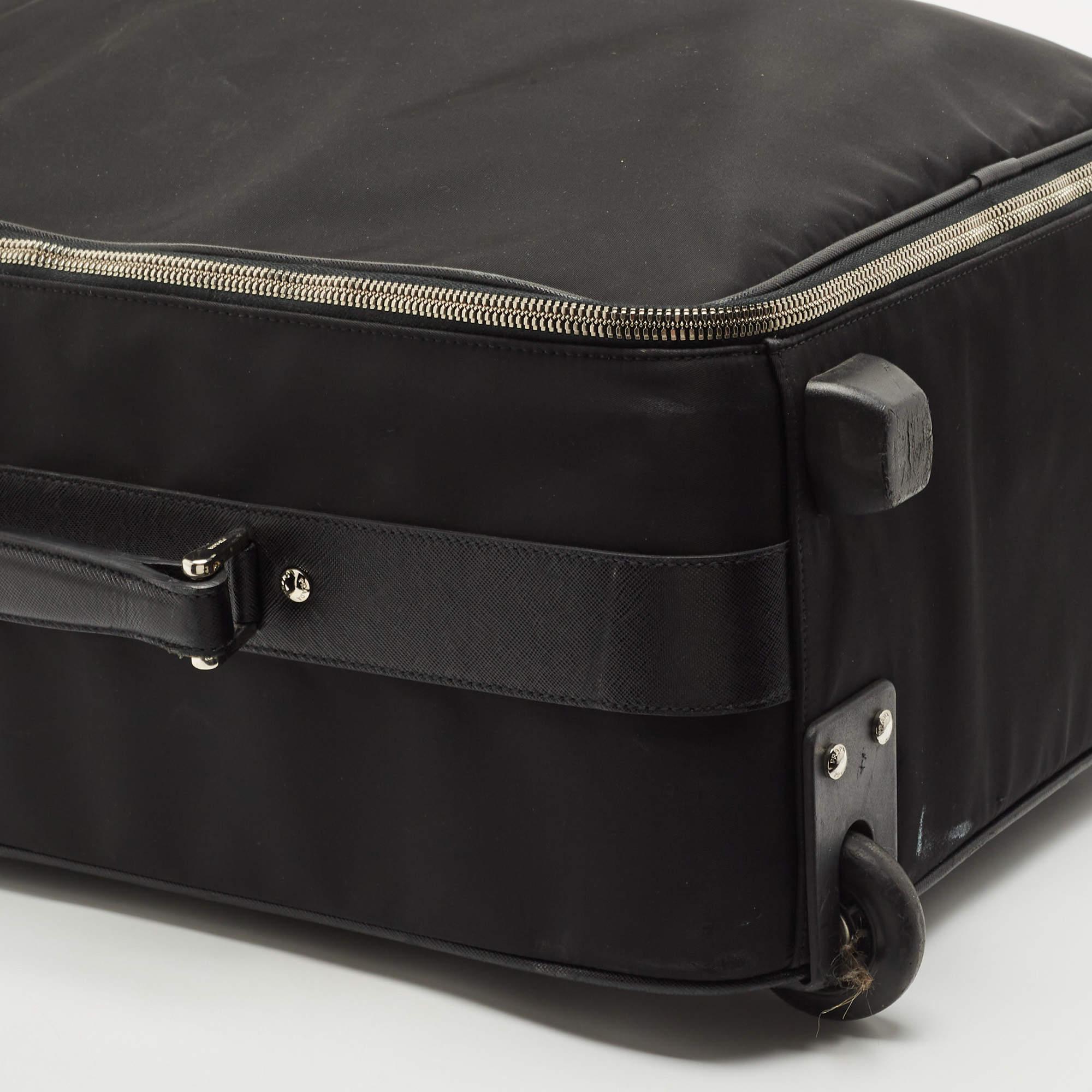 Prada Black Nylon and Saffiano Leather Luggage 50 1