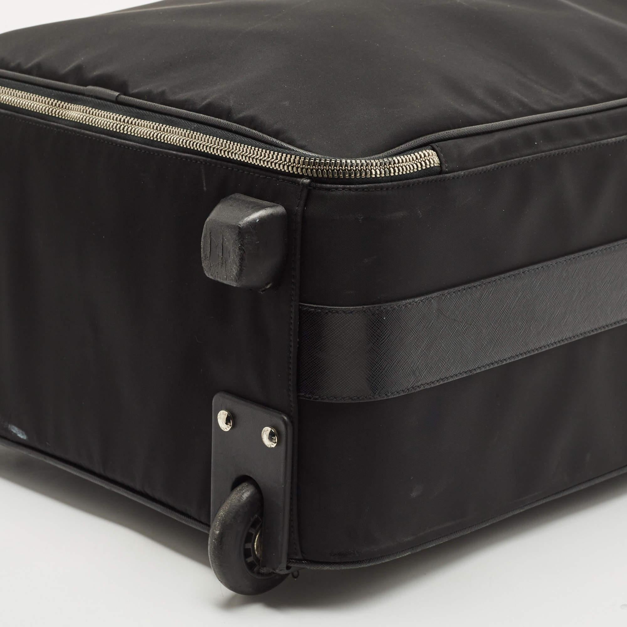 Prada Black Nylon and Saffiano Leather Luggage 50 2