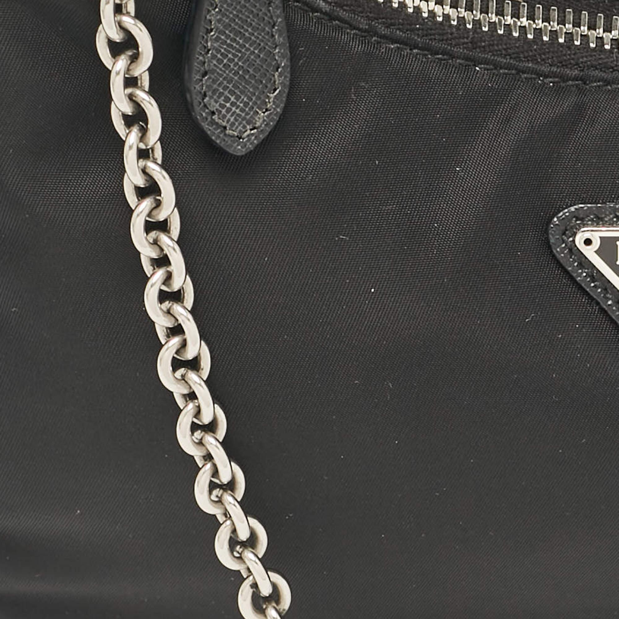 Prada Black Nylon and Saffiano Leather Re-Edition 2005 Shoulder Bag 1