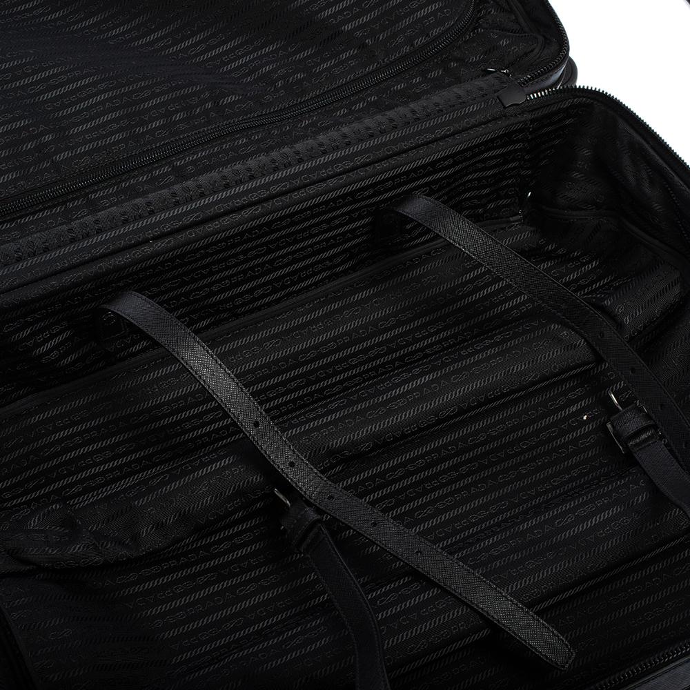 Prada Black Nylon and Saffiano Leather Trim 4 Wheel Luggage 3