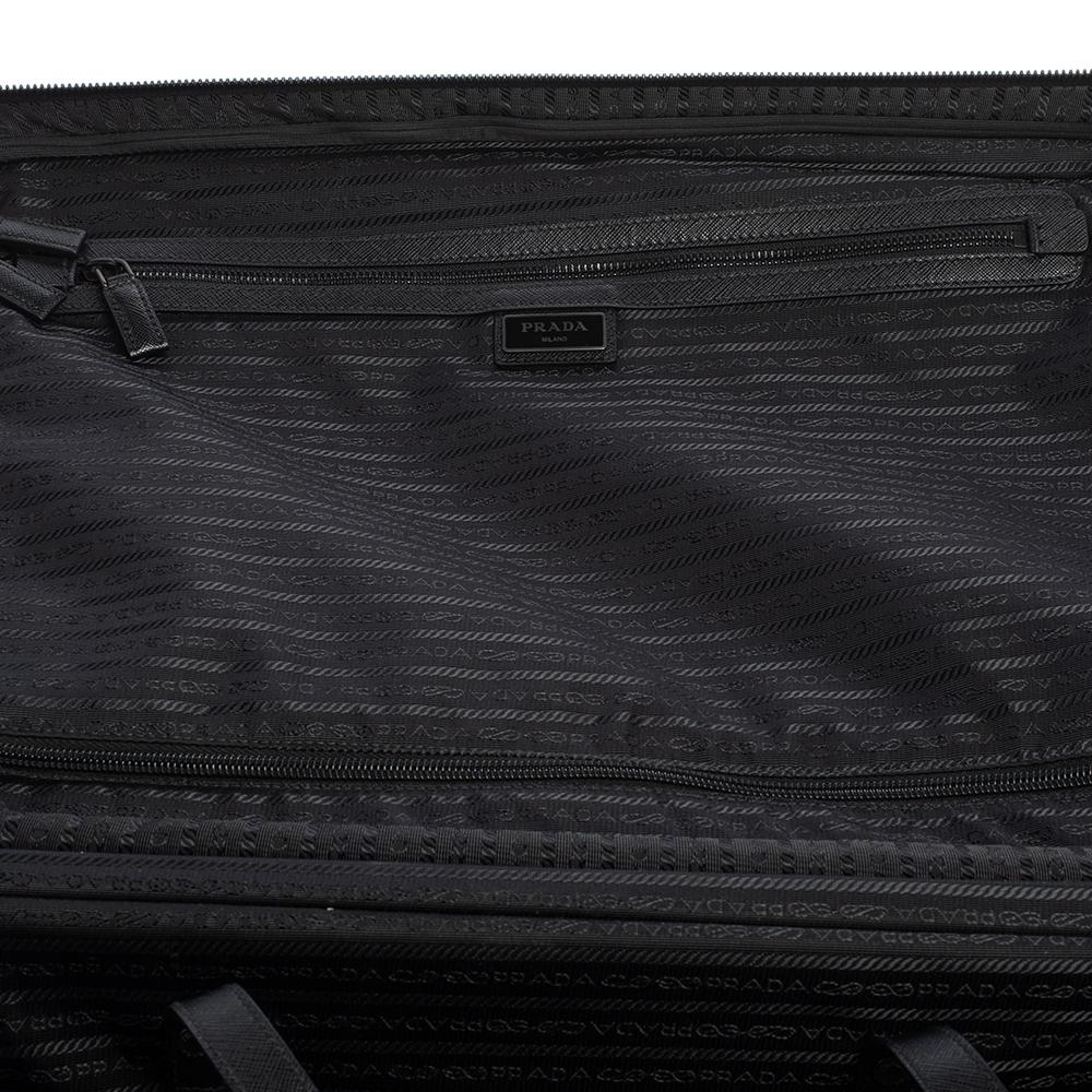 Prada Black Nylon and Saffiano Leather Trim 4 Wheel Luggage 4