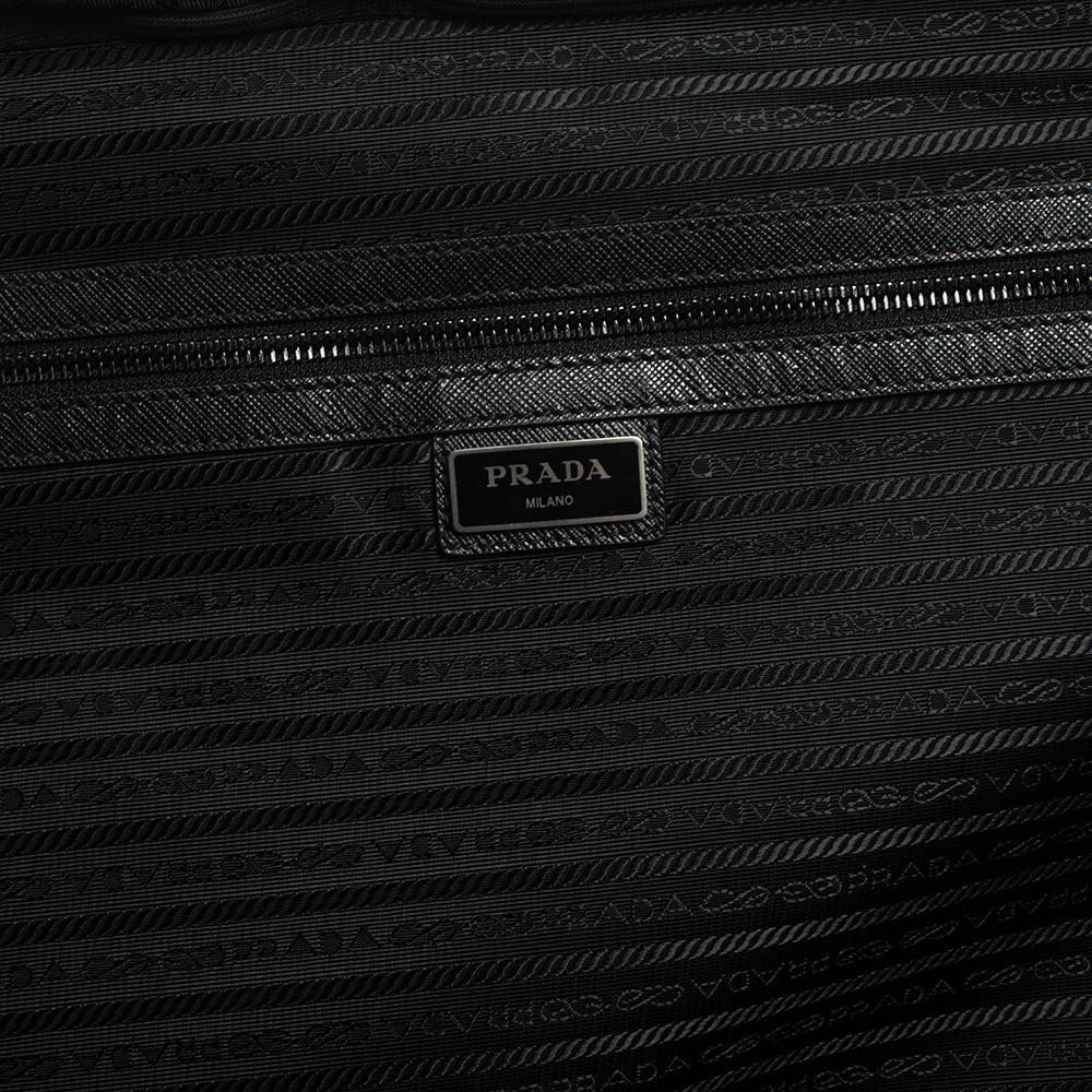 Prada Black Nylon and Saffiano Leather Trim 4 Wheel Luggage 1