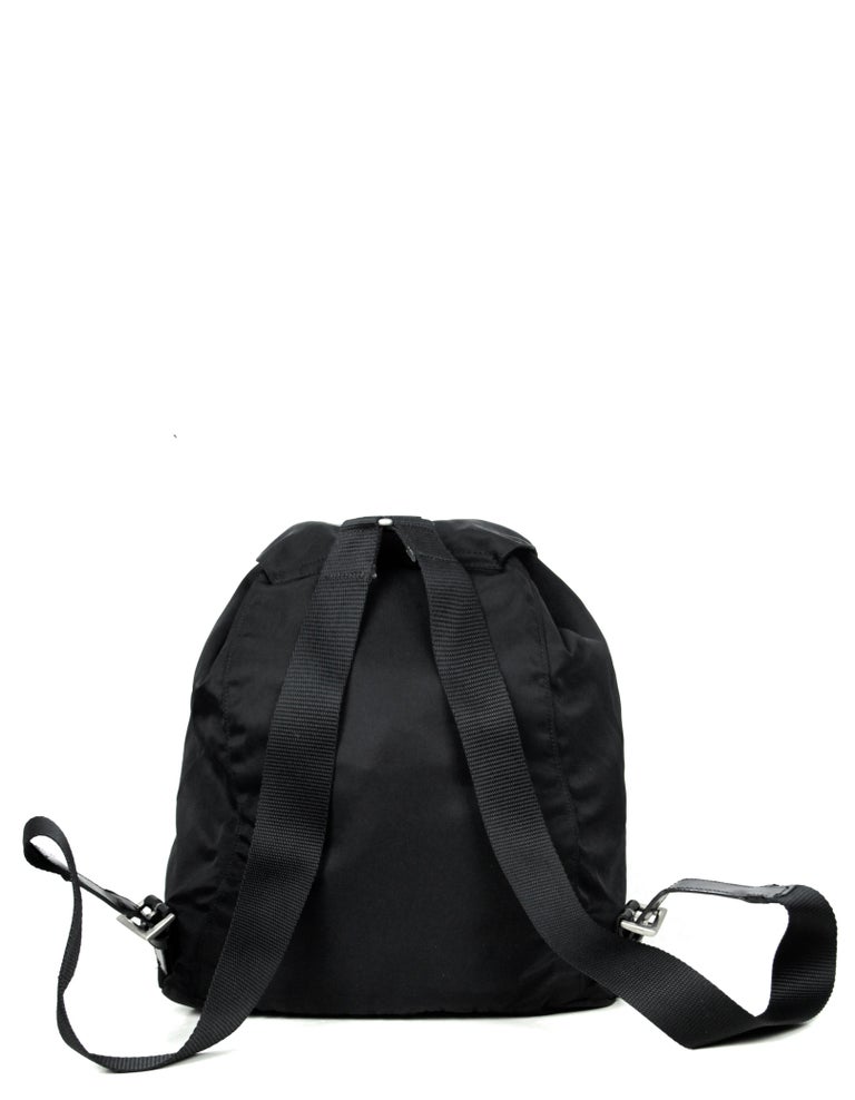 Prada Black Nylon Backpack Bag with Front Zipper Pocket For Sale at 1stDibs